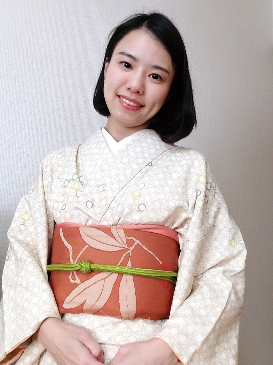 着物と帯で柄を合わせてみる/大阪の着付け教室きものたまより